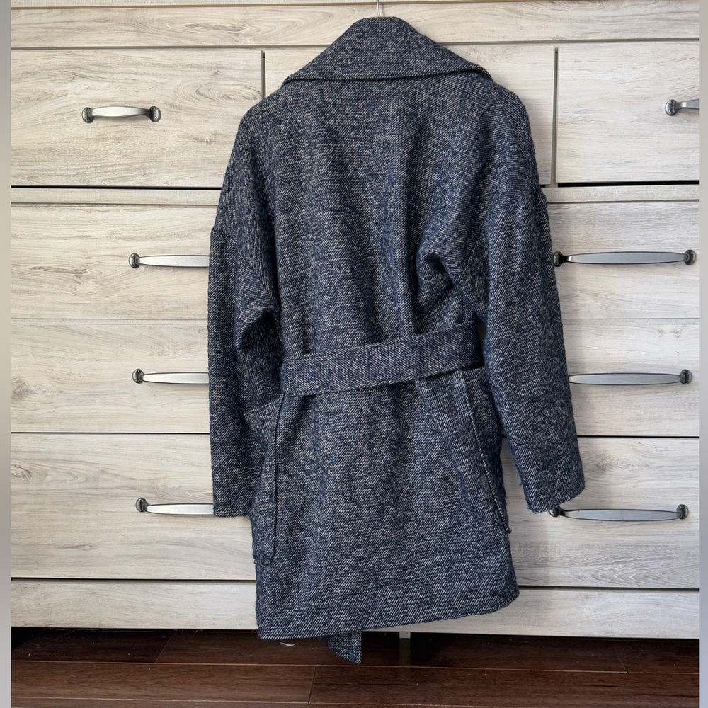 7 for all mankind Women Blue Belted Jacket Wool Blend size S - Picture 2 of 10